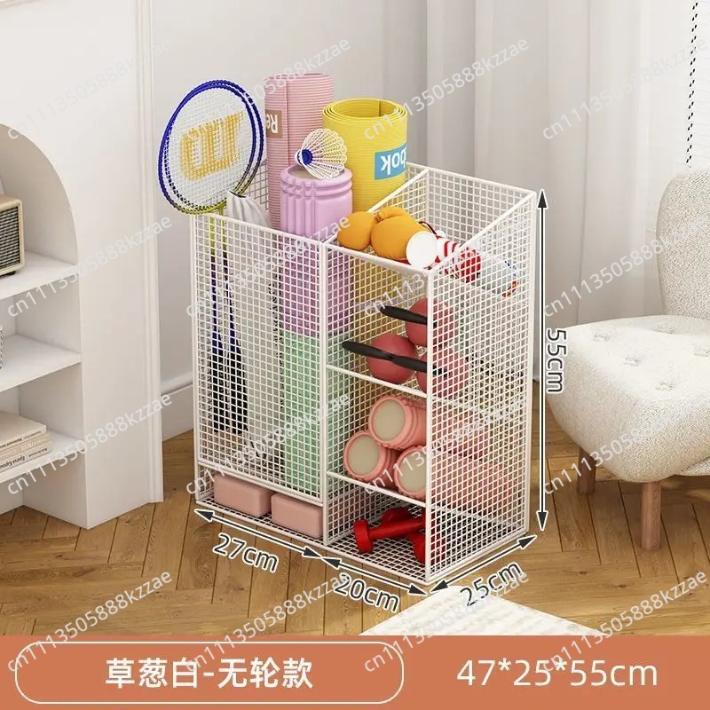 Sports Equipment For Badminton - ตะกร้าเก็บเสื่อโยคะ, ชั้นวางอุปกรณ์กีฬาและฟิตเนสในครัวเรือน, ล้อเข็นแบบมีสายรัด, ชั้นวางบาสเก็ตบอลและแบดมินตัน