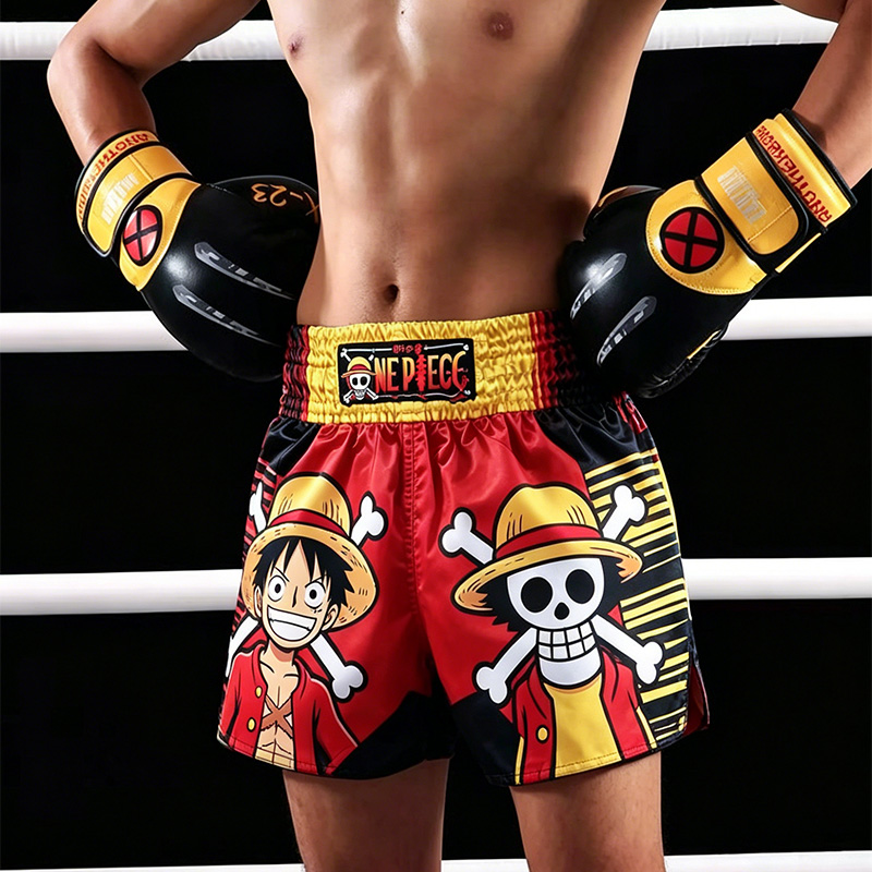 Sports Equipment Manufacturers - วันพีช ลัฟฟ์กางเกงมวยไทย กางเกงฝึกซ้อมผู้ชาย อนิเมะ ยิม กีฬา