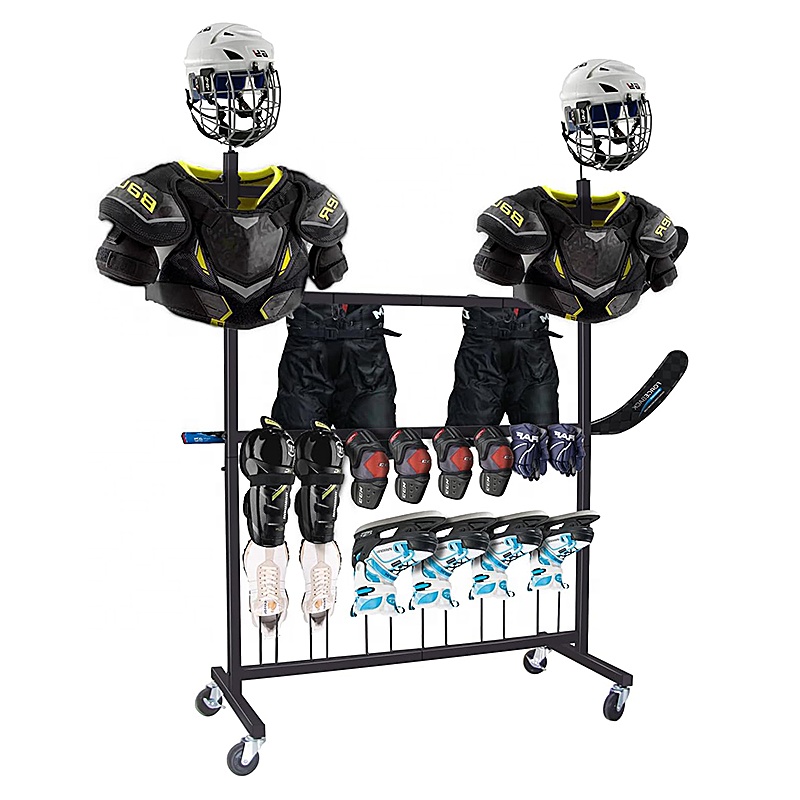 Sports Equipment Drying Rack - ชั้นวางแสดงสินค้าอุปกรณ์กีฬาสำหรับร้านค้า หมวกกันน็อครักบี้ ไม้ฮอกกี้น้ำแข็ง รองเท้า ถุงมือ ชั้นวางโลหะสำหรับตากแห้ง