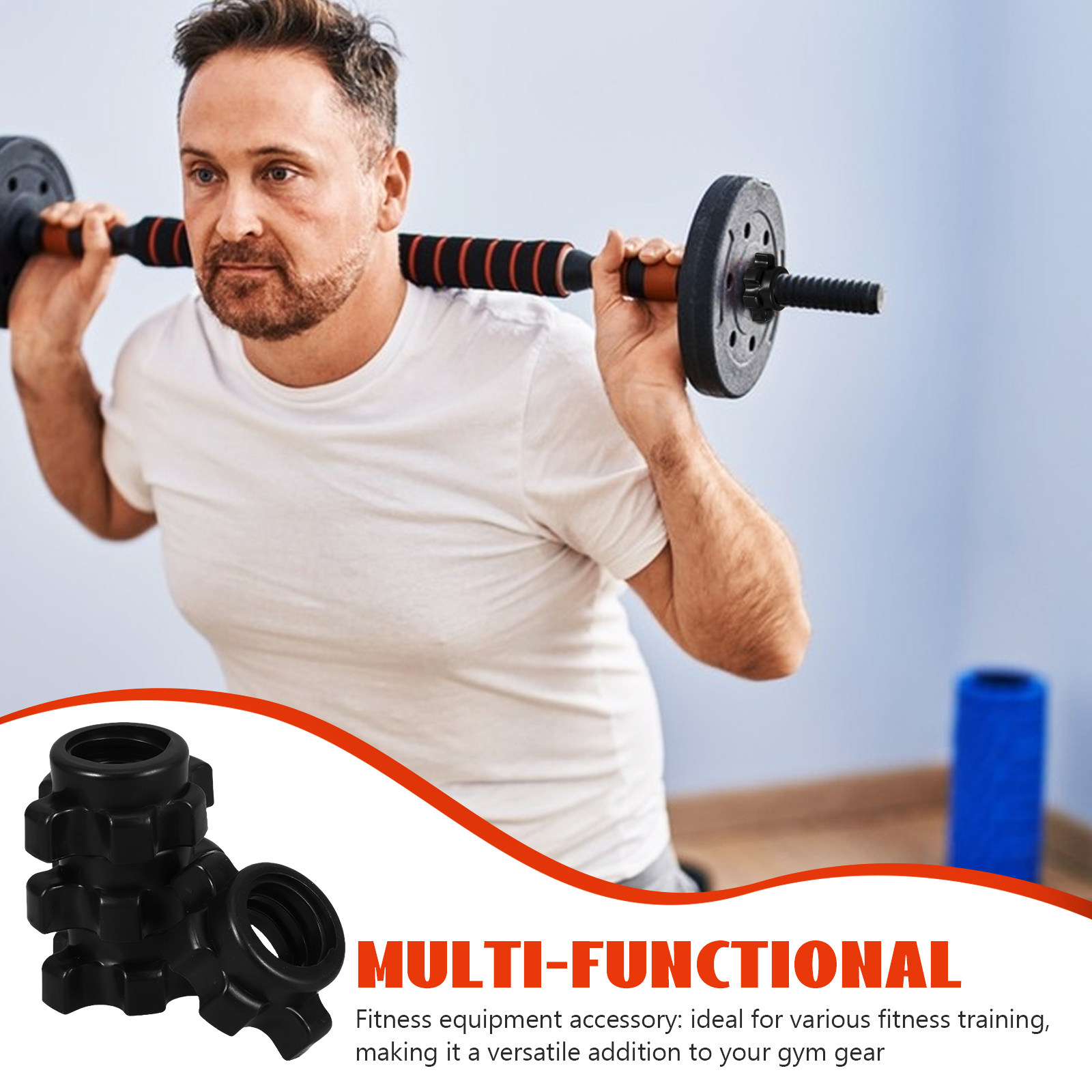 Sports Equipment Companies - ชุดอุปกรณ์ล็อคบาร์เบลแบบน็อตพลาสติก 4 ชิ้น สำหรับยึดบาร์ดัมเบล อุปกรณ์ออกกำลังกาย สำหรับยึดบาร์ดัมเบลในยิมที่บ้าน